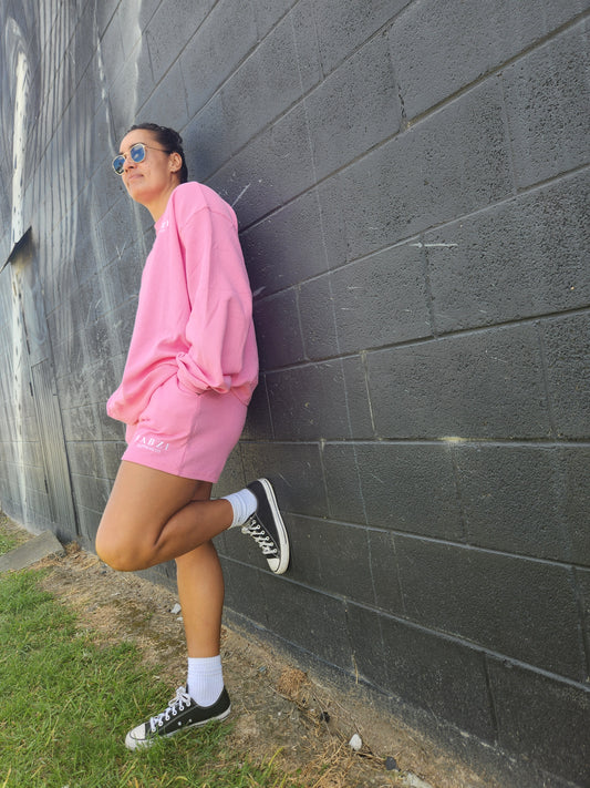 Lounge Wear Waffle set Shorts- Pink
