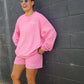 Lounge Wear Waffle Shorts- Pink