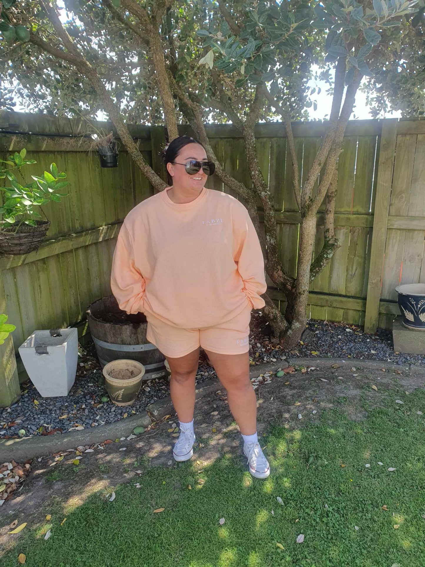 Lounge Wear Waffle Shorts- Peach