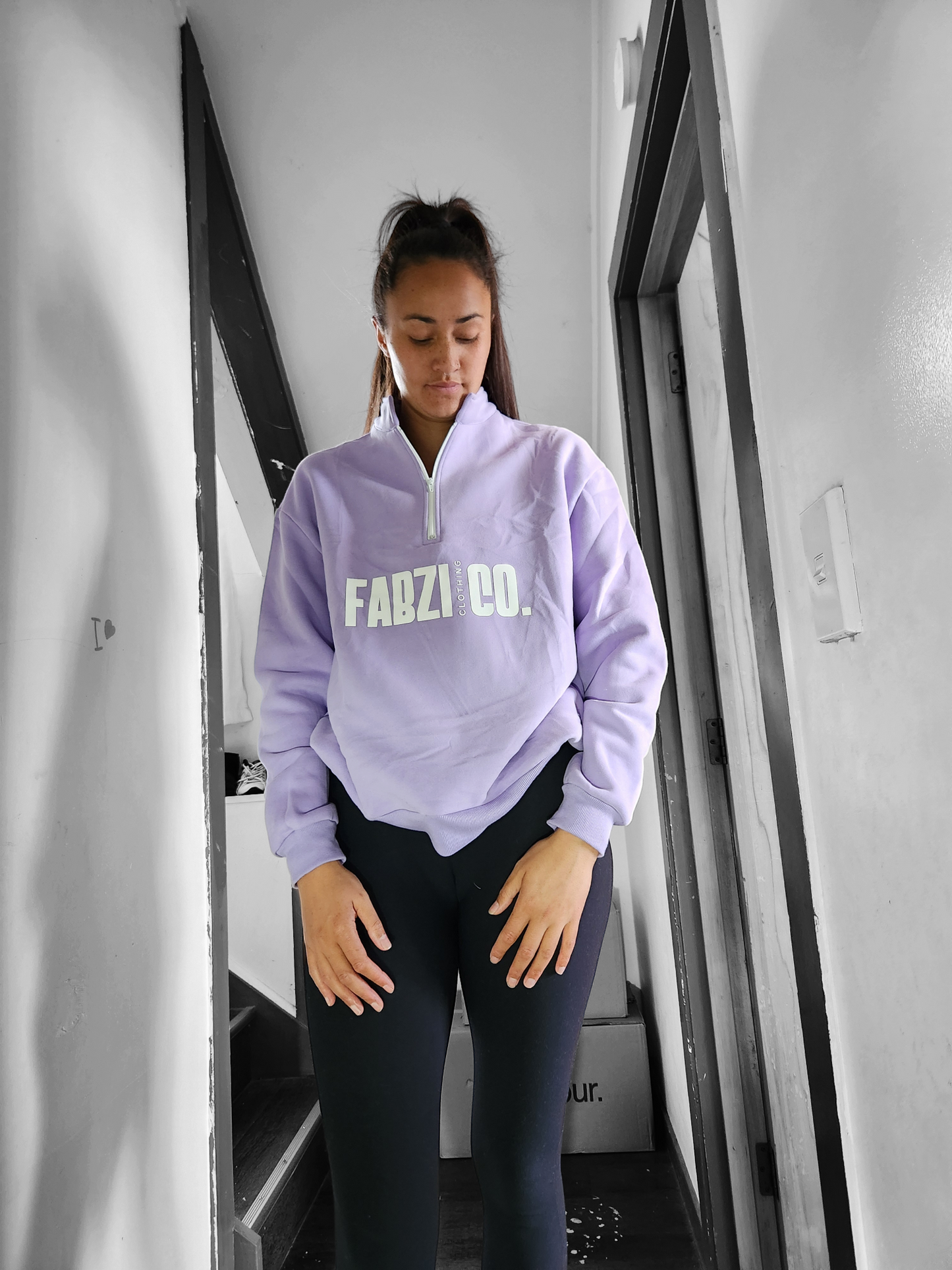 Half zip drop shoulder- Lavender