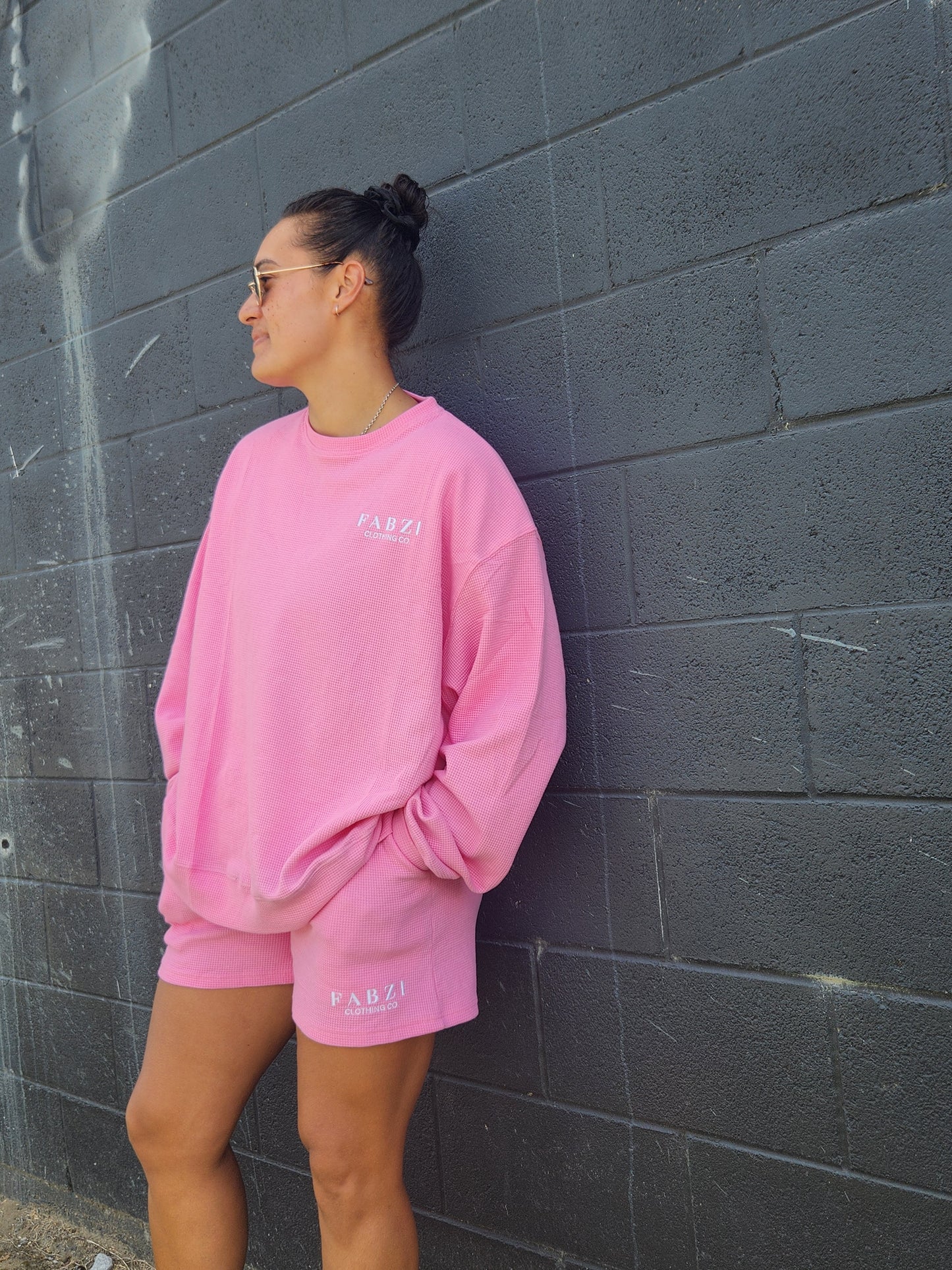 Lounge Wear Waffle Jersey- Pink