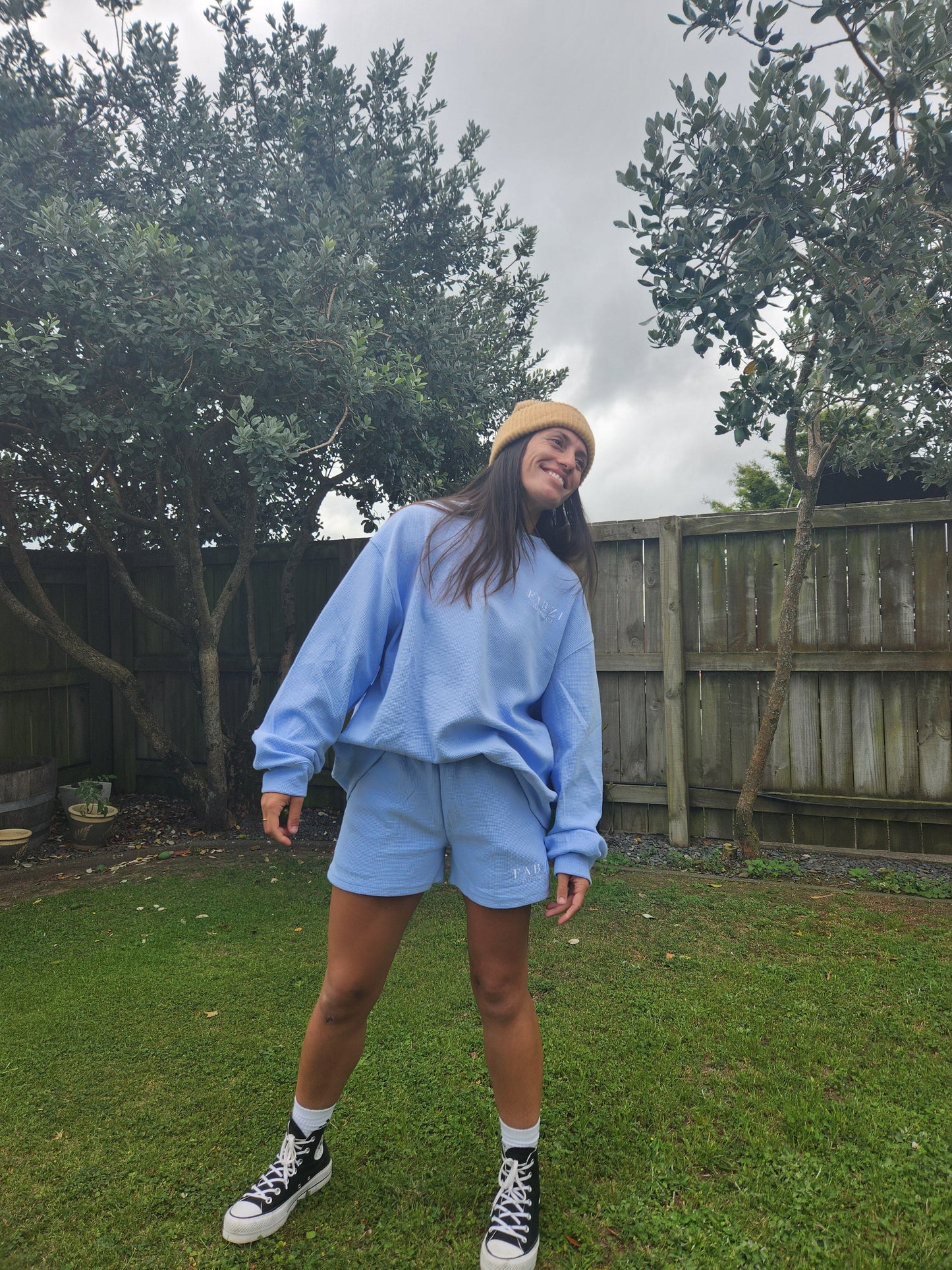 Lounge Wear Waffle Shorts- Baby blue