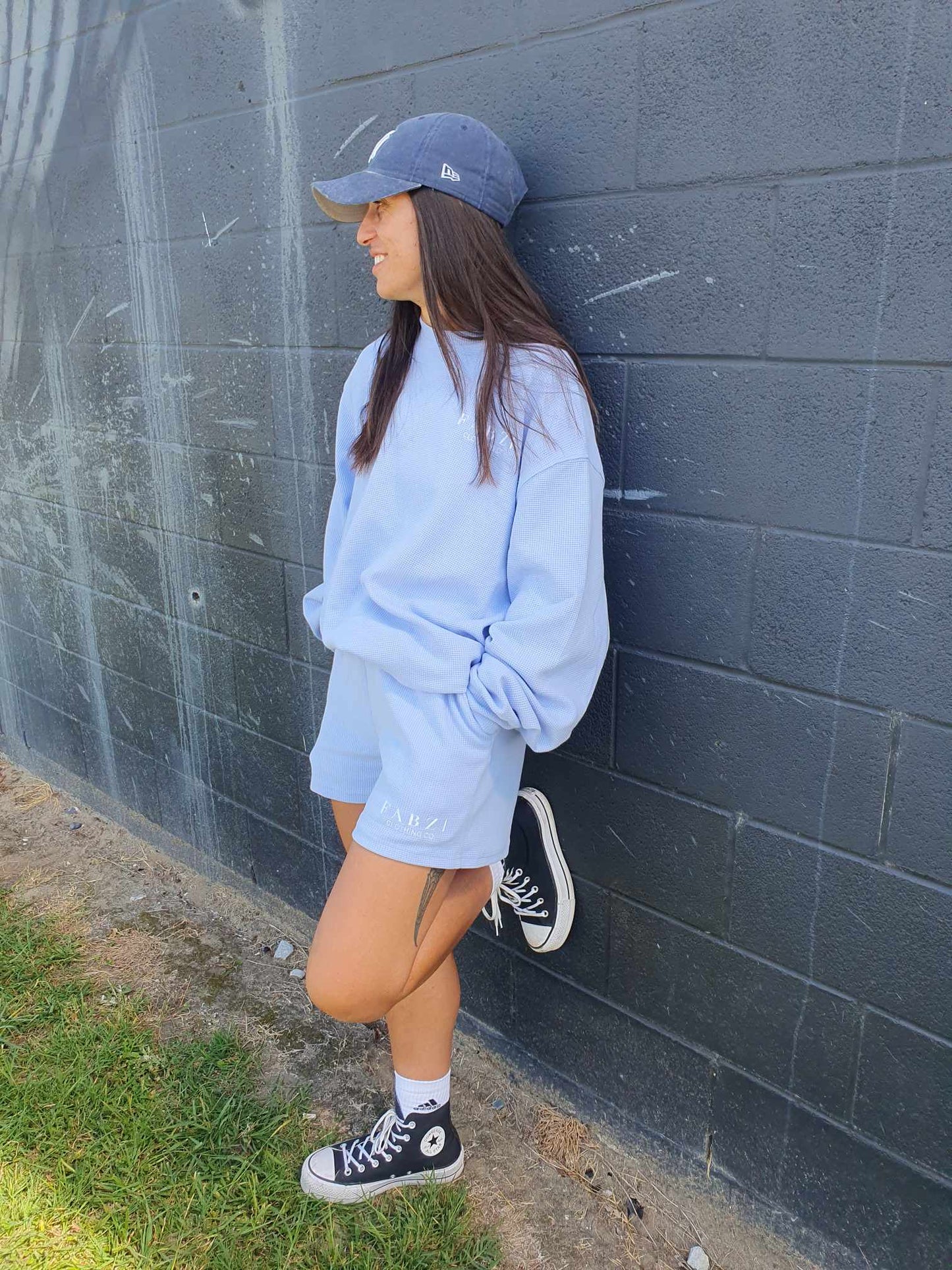 Lounge Wear Waffle Jersey - Baby blue